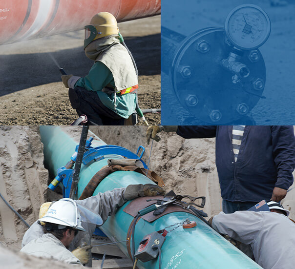 A collage of various pipe services PSSI provides.