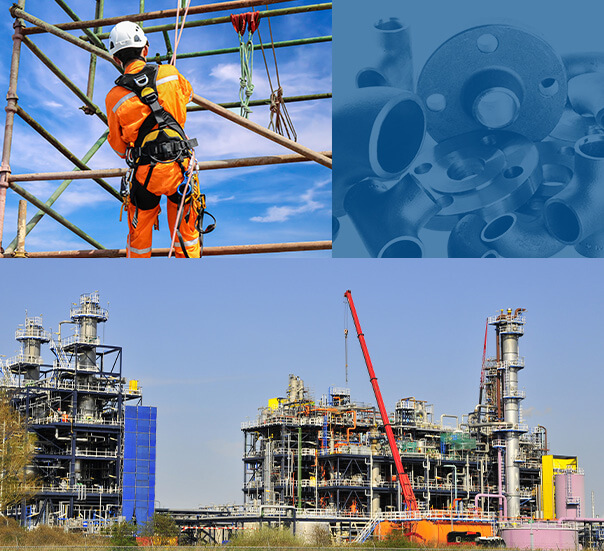 A collage of services PSSI offers to help maintain energy facilities.