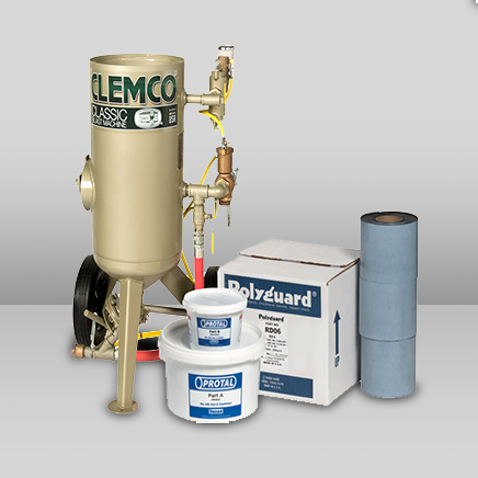 Corrosion supplies lined up together.