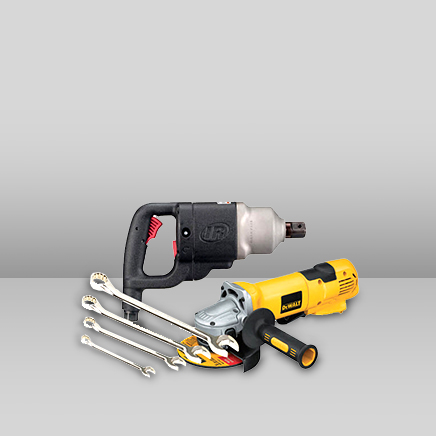 Power and hand tools together in a row.